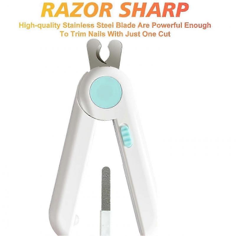 Pet Nail Clipper with LED Light and Nail File, Dog Claw Trimmer with Bright Light To Avoid Excessive Cutting - Pet Grooming Tool for Tiny Dog Cat Kitt