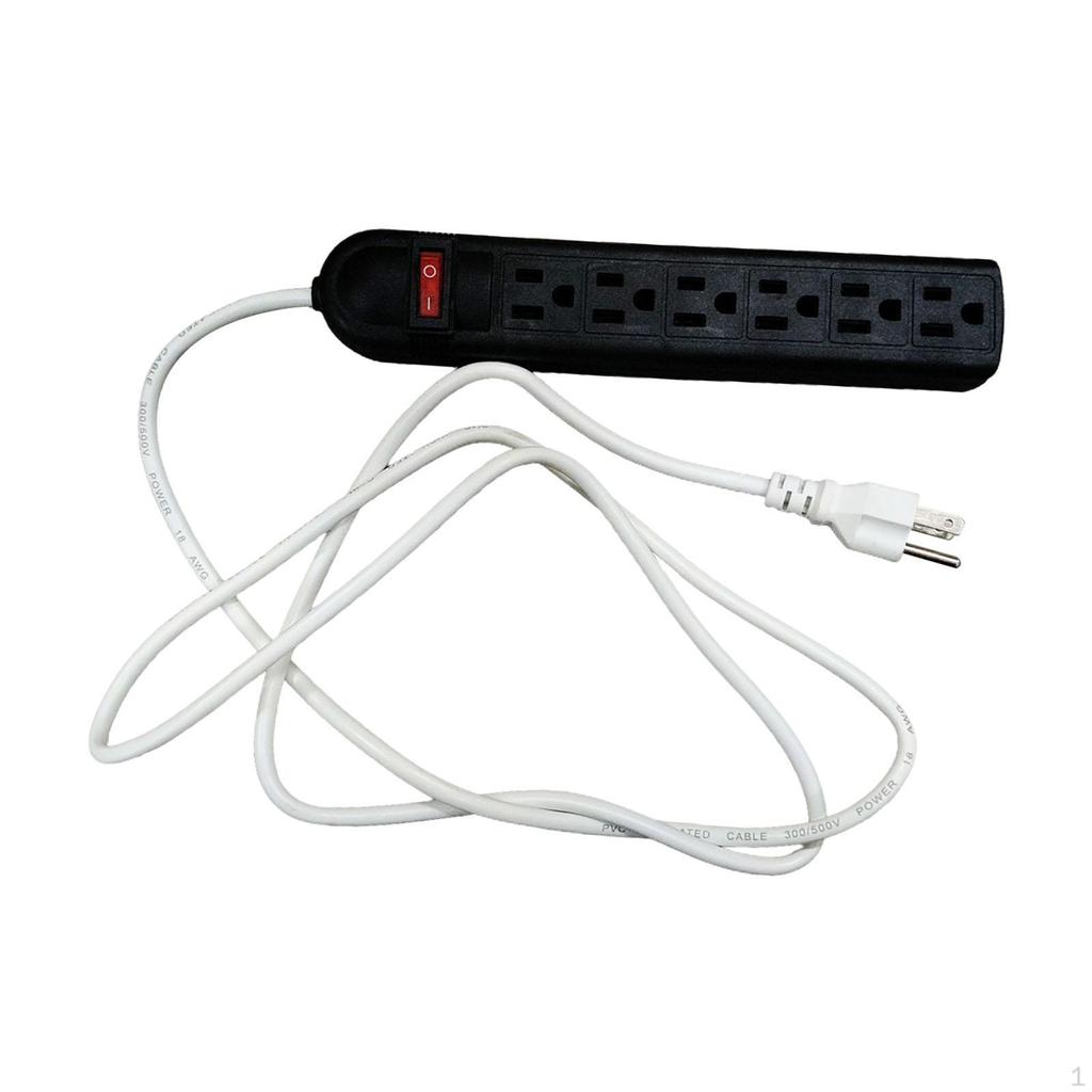 6 Outlet Power Strip Flat Plug Easy to Use Portable with Switch for Garage Business