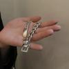 Silver thick chain belt buckle bracelet female ins cold wind design sense simple temperament niche Cuban chain jewelry