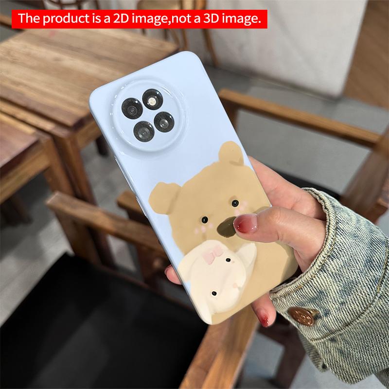 2DFlat Xiaomi Redmi phone caseCute Bear Hugging Bunny Soft Illustration Phone Casesuitable for Redmi Note 11 12 13 14 A3 K80 15 17 Ultra