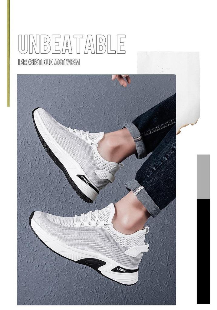Men's Flyknit Height-Boost Running Shoes - Lightweight, Breathable Platform Sneakers for Spring/Summer