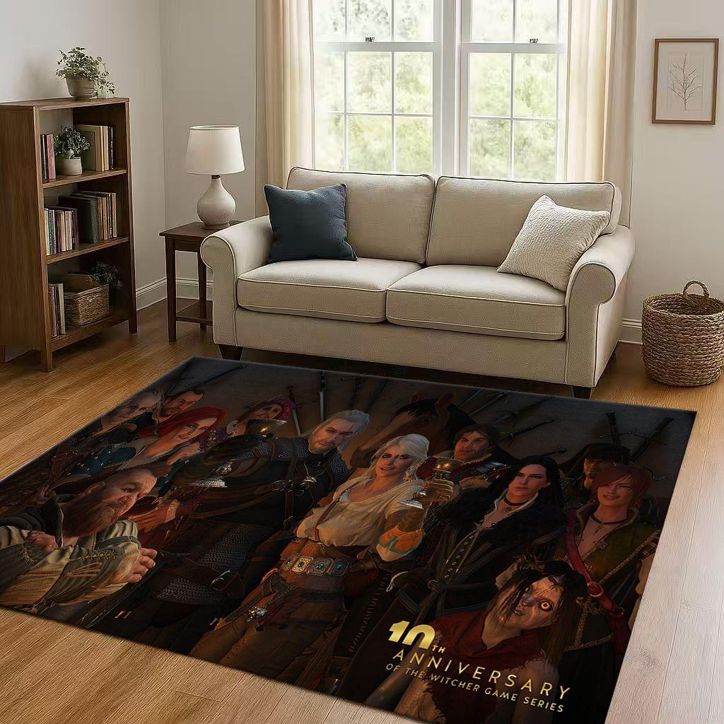 3D The W-Witcher Game Geralt Gamer Cartoon Living Room Non-Slip Area Rug Carpet for Bedroom Playroom Sofa,Home Doormat Kid Gift