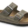 Klapki Unisex Birkenstock Arizona Soft Footbed Oiled Leather Zielone Narrow Wąskie (1019377) 38.0