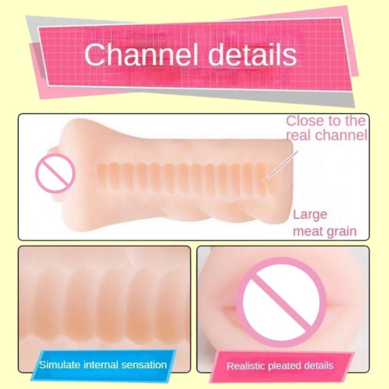 Promotion Realistic Aircraft Cup Pocket Pussy Soft Silicone Stroker with 3 Textured Channels  Pleasure Sex Toy for Men