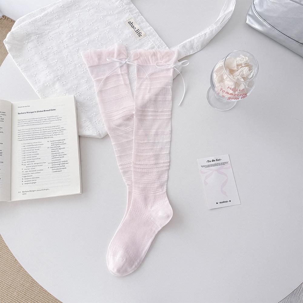 Korean Ballet Style Calf Socks Women's Spring and Summer Kola Stacking Socks Thin Breathable Jk Girl Bow Medium Tube Socks