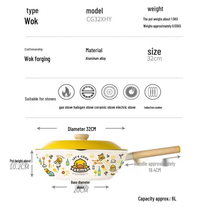 Chui Da Huang Little Yellow Duck 32cm Non-stick Wok