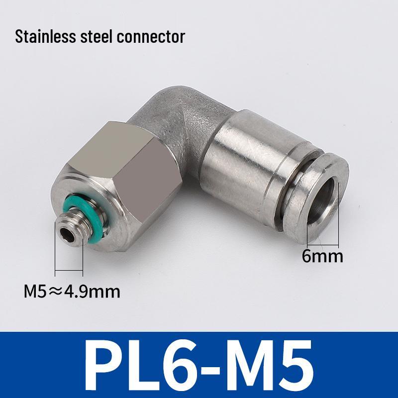 304 Stainless Steel Threaded Pneumatic Air Hose Quick Connect Fitting, PC/PL Options: 8-02, 4-M5, 6-01, 10-03.