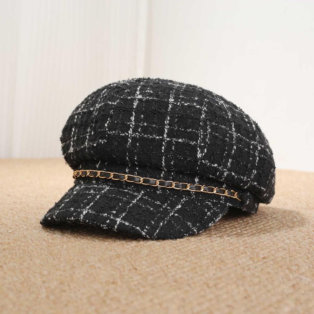 Hat Female Navy Hat Chain Flat Top Hat Beret British Cap