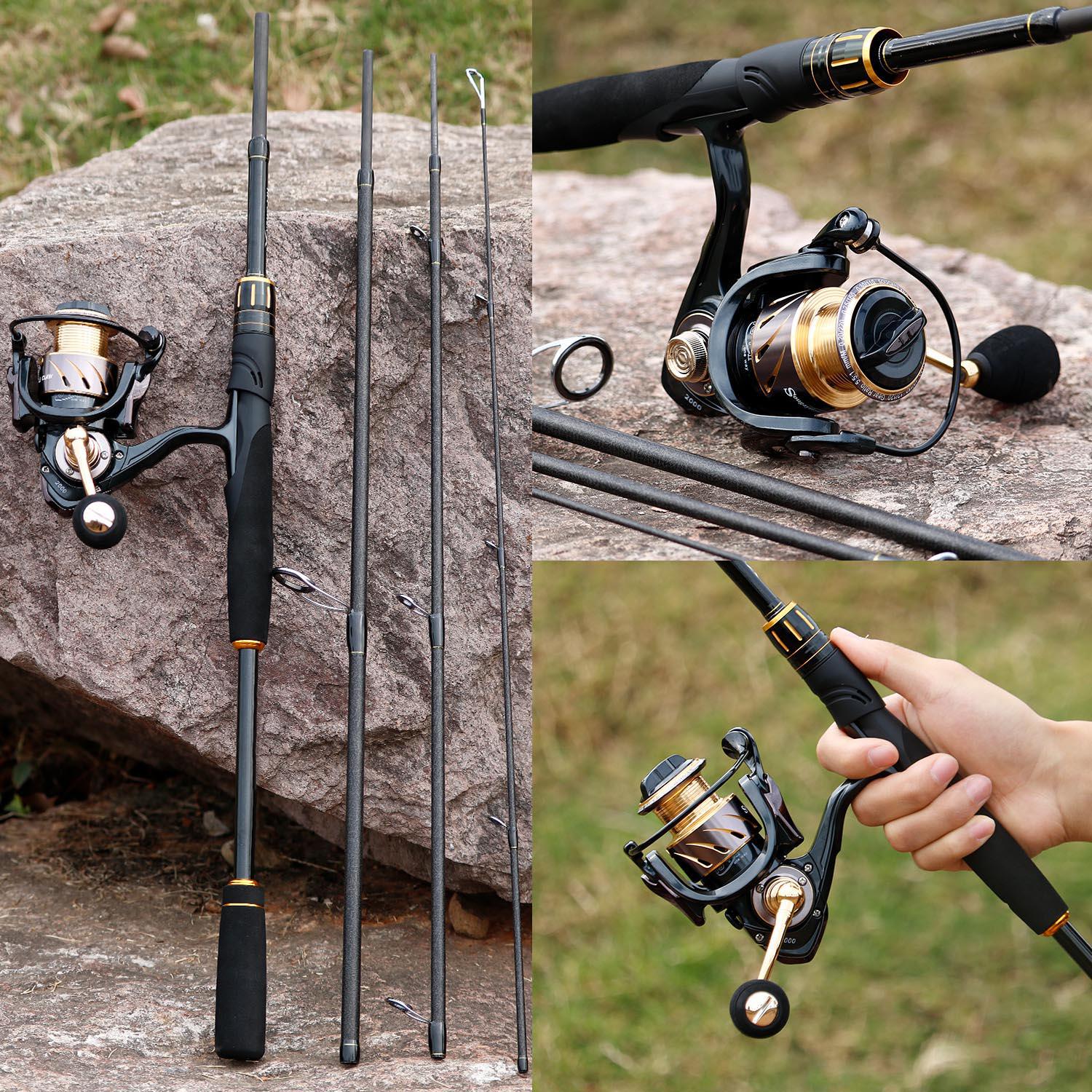

4 секции для кастинговой удочки с металлической спиннинговой катушкой 14BB, набор удочек и катушек Rod2.1m&Reel1000