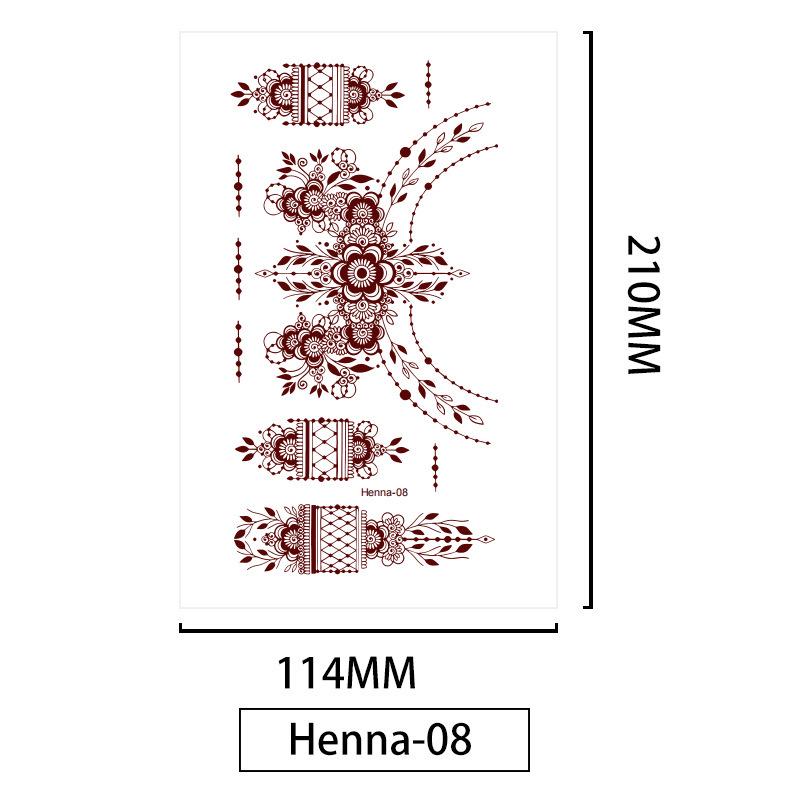 Lace Brown Waterproof Henna Flower Tattoo Stickers for Hands