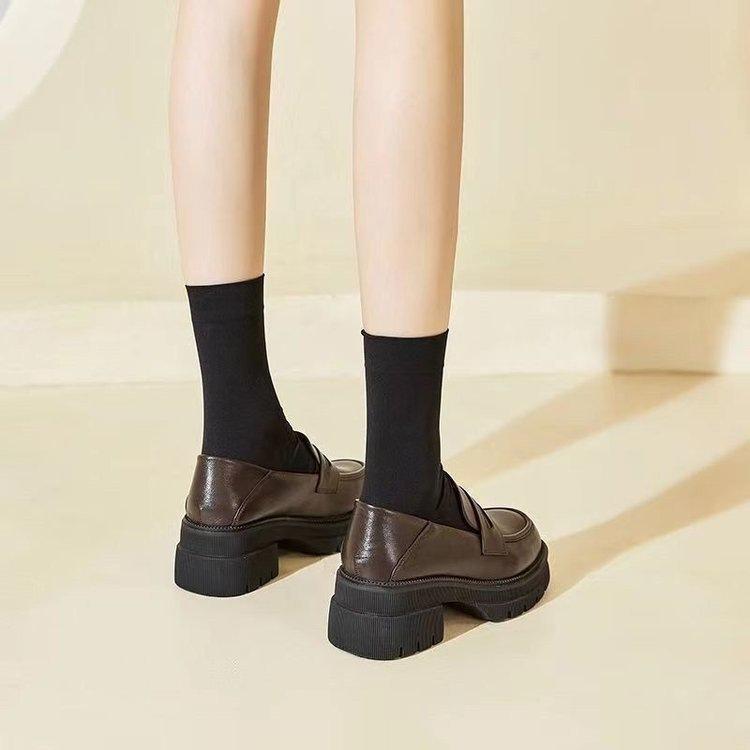 jk uniform shoes small leather shoes new spring thick heel platform British style retro soft leather single shoes