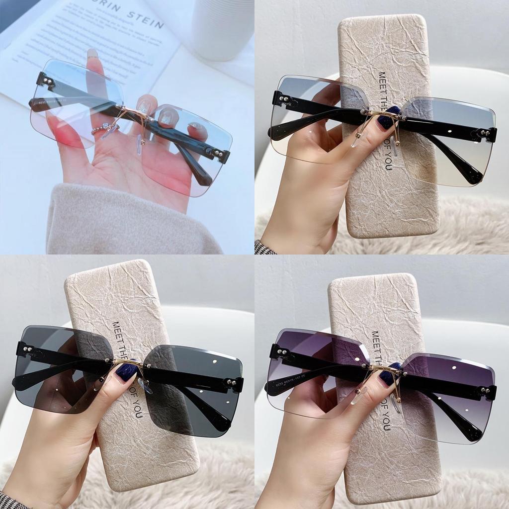 Small Red Book Fashion Sunglasses Women Uv385 No Frame Edge Sun Shades For Travel And Parties