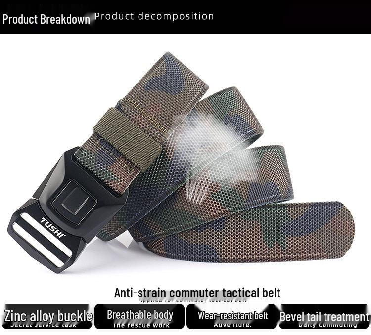 Men's 2020 Nylon Tactical Belt with Safety Buckle for Outdoor Sports & Combat