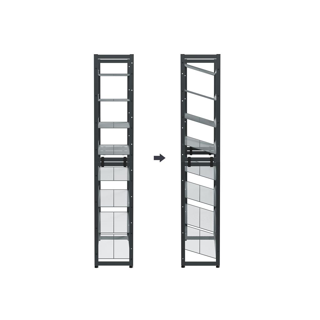 SONGMICS 8-Tier Shoe Rack, Set of 2 Stackable 4-Tier Shoe Organisers, Steel Mesh Shoe Shelf Storage, Adjustable Flat or Angled Shelves, Cool Grey