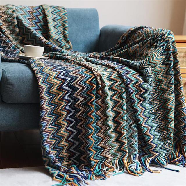 Mantas Tejidas Bohemias con Borlas Mantas para Cama Sofá Manta Decorativa Manta Suave Cálida Colcha Decoración del Hogar