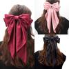 Elegant Women Bow Ribbon Hair Clip Fashion Simple Solid Satin Spring Clip Hair Pin Retro Headband Clips Girls Hair Accessories