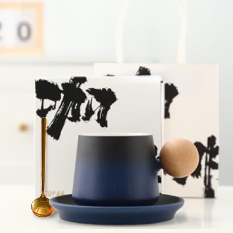 Pinjian Gradient Ceramic Teacup and Coffee Set with Spoon