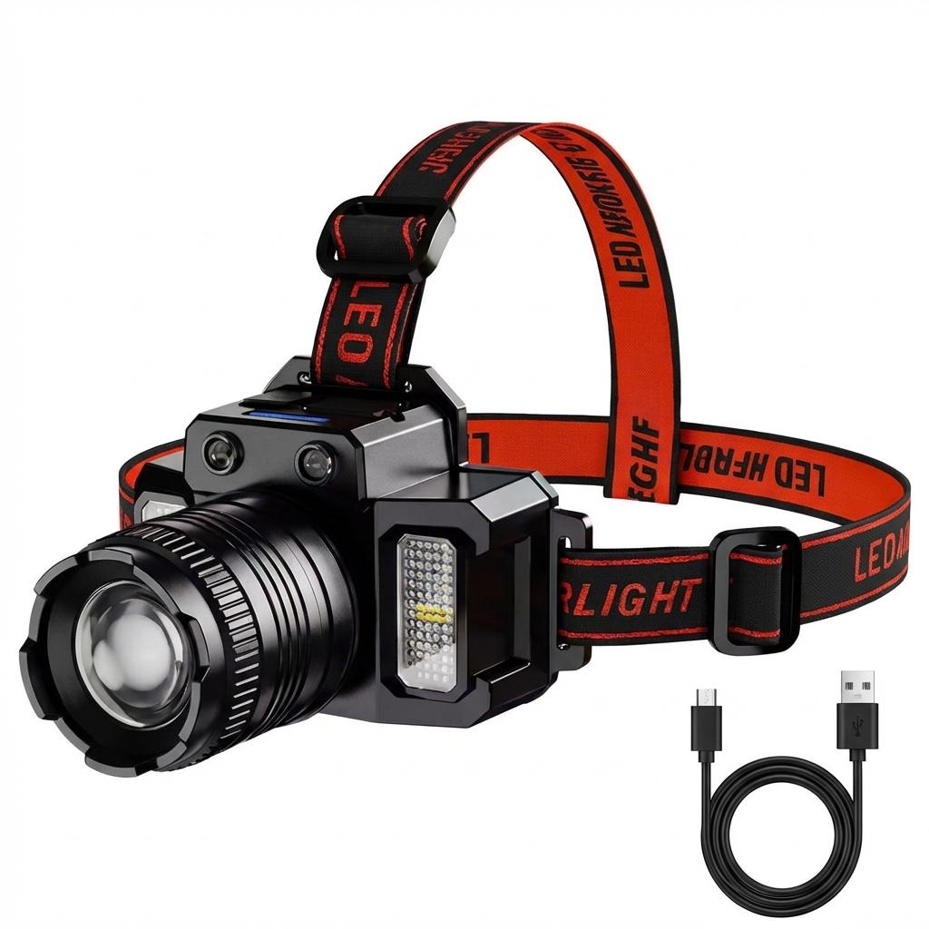 Smart Induction White Light LED Headlamp with Zoom USB Charging Sensor Multi- Outdoor Head Torch Lantern