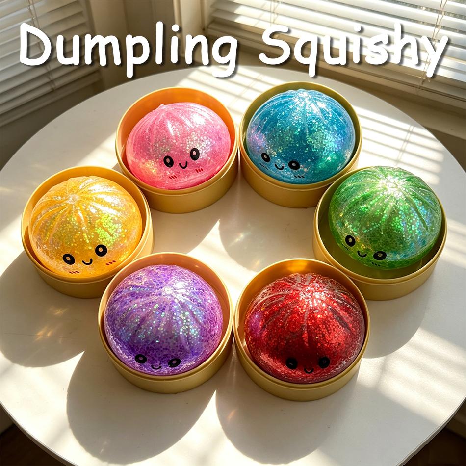 In Stock Glitter Dumpling Glitter Dumpling Squishy Blind Box Dumplings Sensory Squeeze Toy For Stress Relief Desktop Decoration