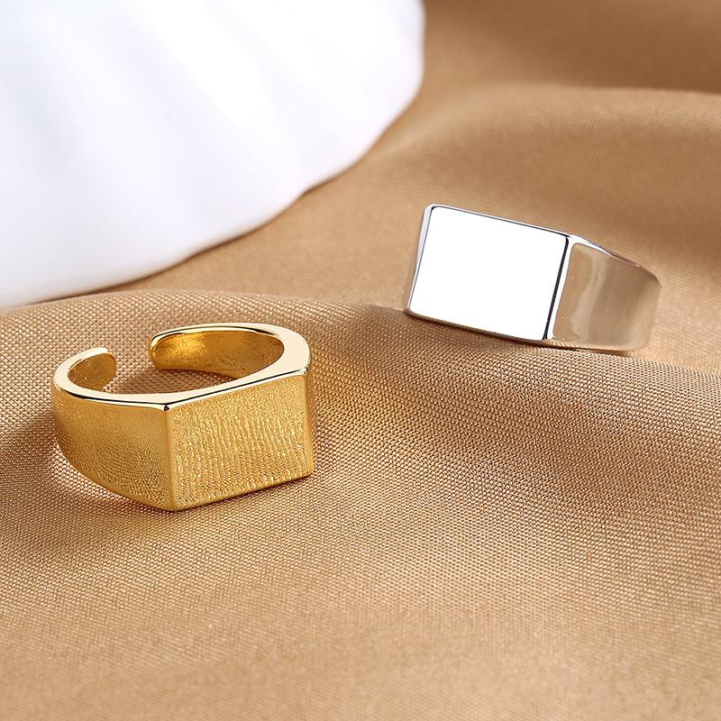 Korean Version of Fashionable Personalized Men's Wide-faced Ring, Rectangular Simple Naked Ring, Plain Ring Jewelry 2026