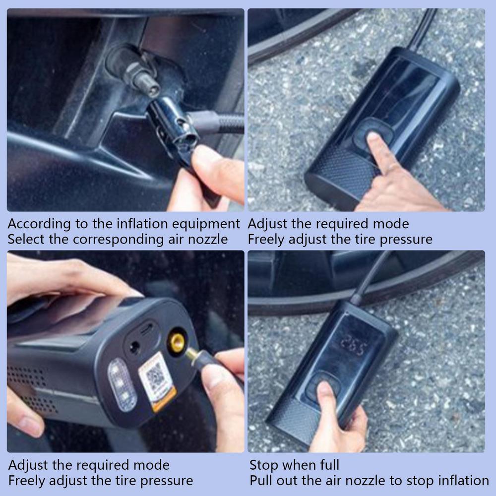 Multi-function Inflatable Pump Cordless Air Pump For Car Tires Air Compressor For Cycle Tire Portable LCD Display Air Compressor