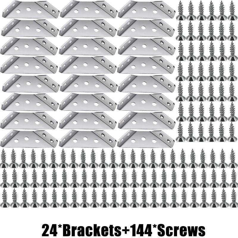 1/50Set Universal Stainless Steel Corner Bracket 90 Degree Right Angle Fixed Bracket Wood Furniture Bedframe Cabinet Accessorie