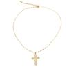 Colier Cruce Retro din Oțel Inoxidabil Aurit cu Incrustație de Zirconiu pentru Bărbați și Femei