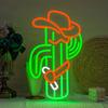 Cactus Neon Sign Cowboy Hat Neon Light for Wall Decor Cowboy Led Neon Sign Colorful Led Neon Light Plant Neon Signs for Bedroom Bar Game Room Man