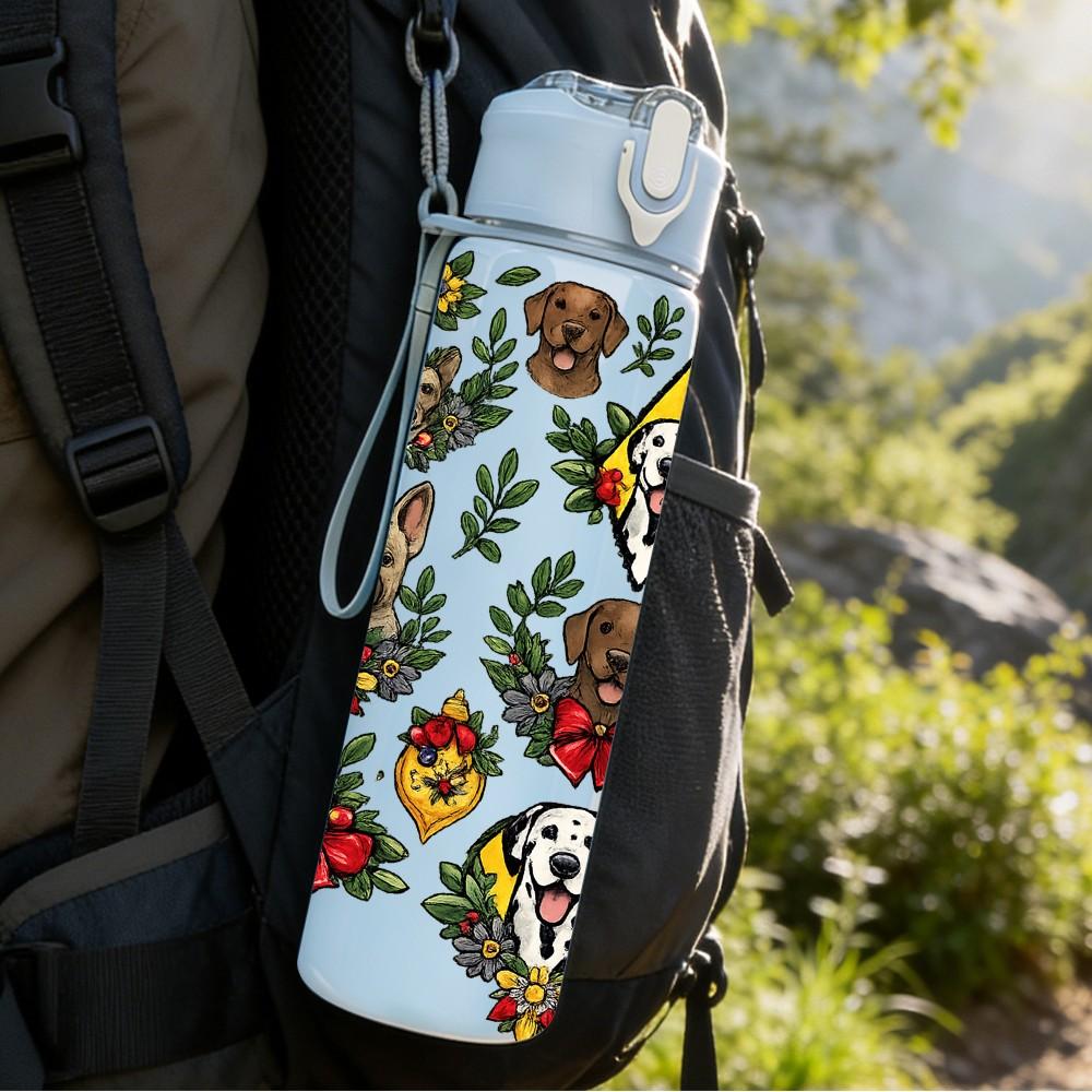 1PC Bohemian Leaf Flower Botanical Print 750ml Color Plastic Sports Water Bottle Leakproof Flip Straw Lid Suitable for Sports Office Home Use