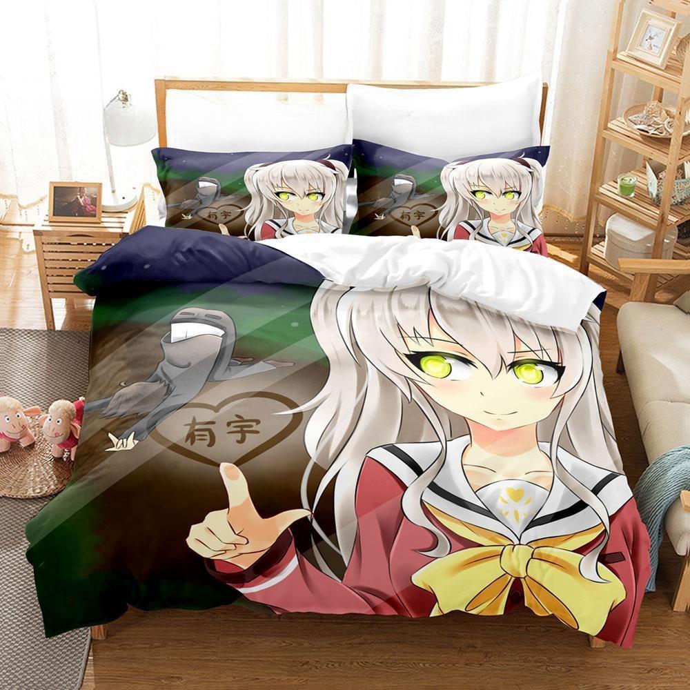 New 3D Print Anime Kawaii Girls Charlotte Bedding Set Single Twin Full Queen King Size Bed Set Adult Kid Bedroom Duvetcover Sets
