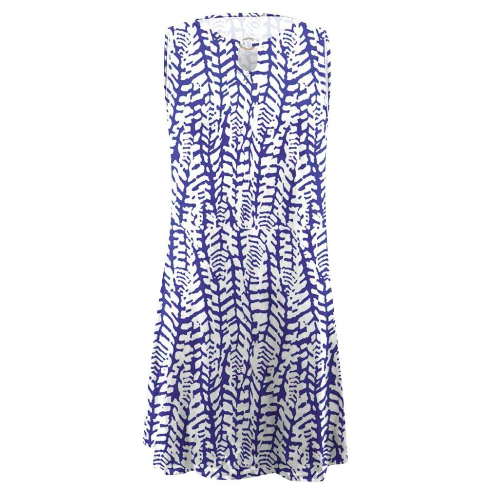 Dresses For Women Casual Summer Floral Printed Tank Sleeveless Dress Hollow Out Loose Beach Short  Sundress