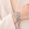 Fashion Jewellery Women Crystal Flower Open Bangles Golden Silvery Elastic Open Bracelet Femme Cuff Bracelet Jewelry