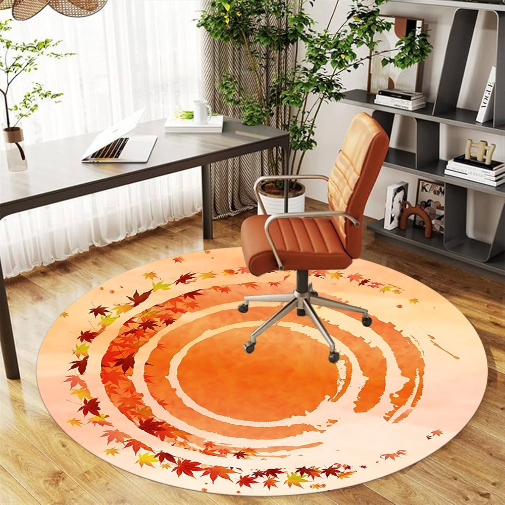 1pc Autumn Leaves Round Chair mat Area Rug - Non-Slip, Floor Mat for Office, Bedroom, and Indoor Decor c1125190