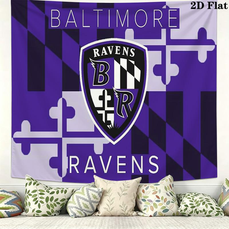 Baltimore Ravens Logo Wall Tapestry Aesthetic Wall Hanging Printed Fabric Blanket Decorative Tapestries for Bedroom Living Room Home Decor