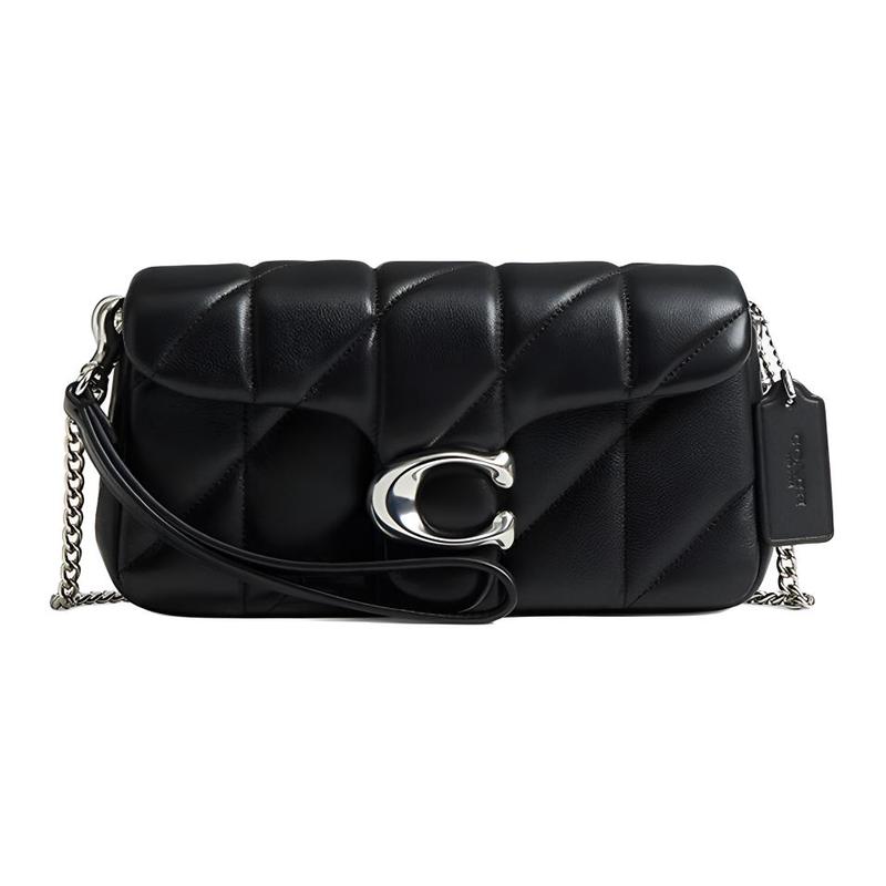 

COACH TabbyChain 19 double compartment design sheepskin clutch crossbody bag small size women s black чорний