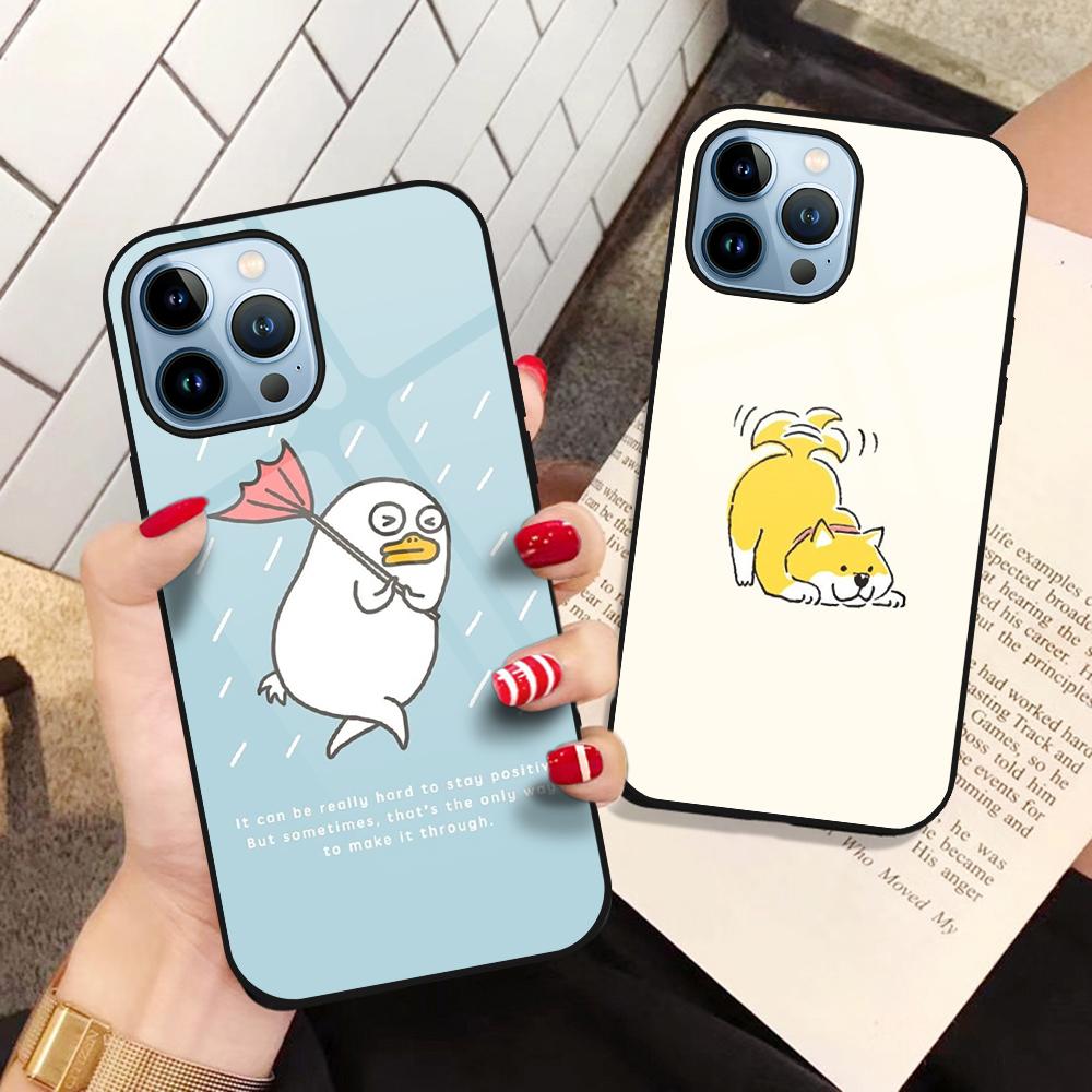 

Милый забавный чехол с собакой корги для Iphone 14 13 12 11pro Max Mini Xs Xr X, чехол из закаленного стекла для Iphone 7 8 6s Plus Se 2022 11