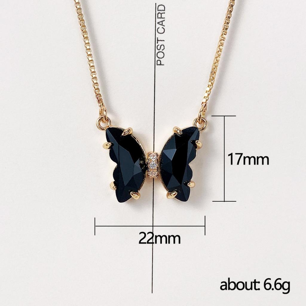 Butterfly Pendant Necklace Gold Color Box Chain for Women Daily Party Jewelry