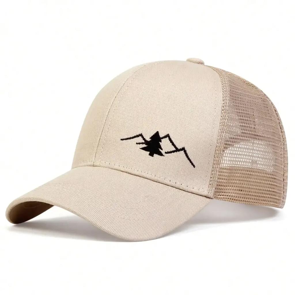 Fashion Mountain Embroidery Baseball Cap Summer Breathable Mesh Caps Adjustable Hip Hop Trucker Hats Men Women Outdoor Sun Hats