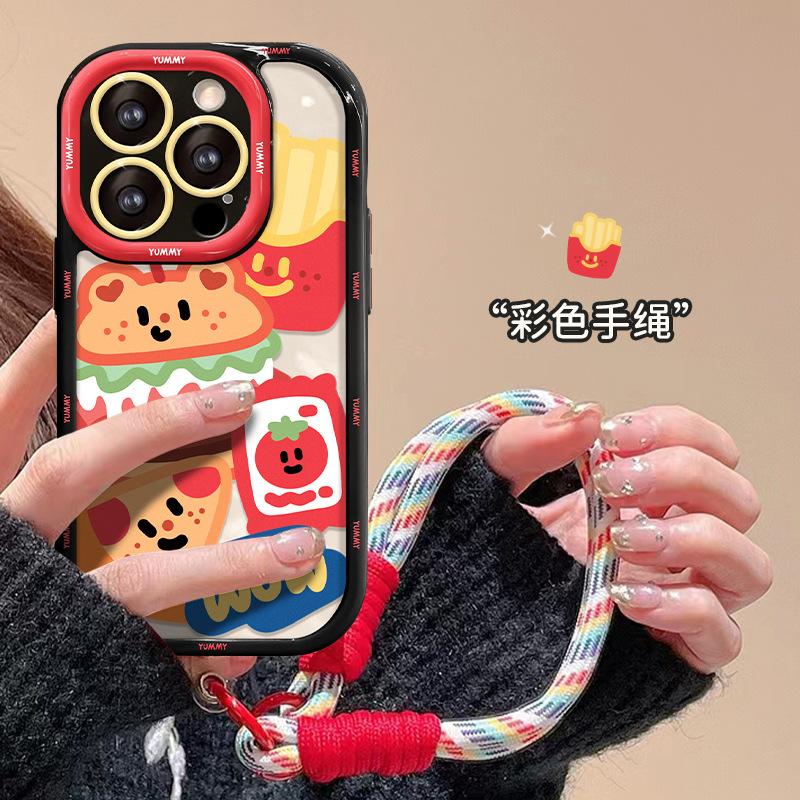 Applicable To Apple 15 Mobile Phone Case iPhone14promax Hamburger Lanyard 17/16 High Value Girls 13/12