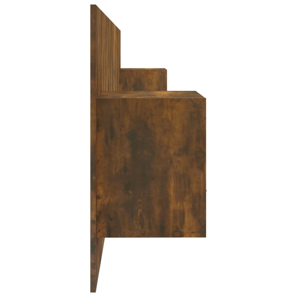 Bed Headboard with Nightstands Smoked Oak Wood Based Material