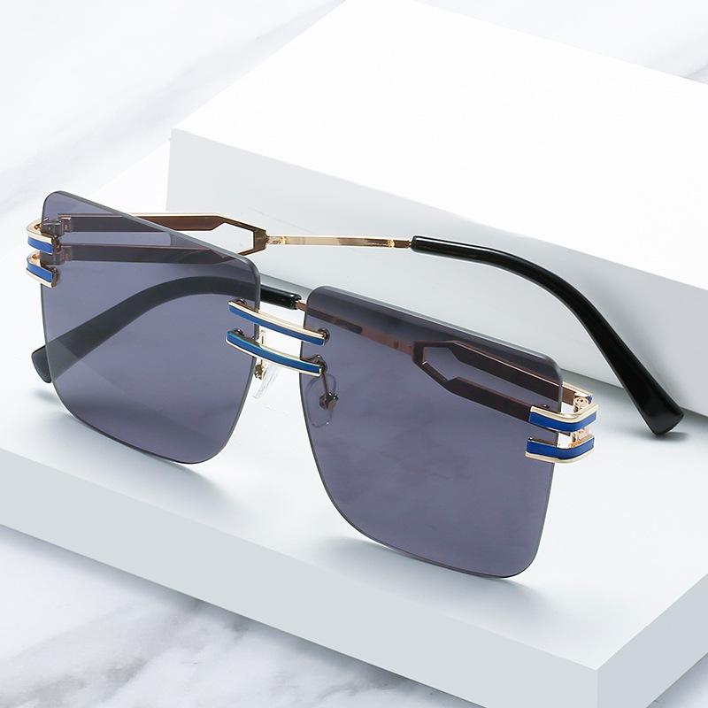 Glasses, Personalized Large-Frame Painted Double-Beam Square Glasses, Personalized Frameless Sunglasses For Women