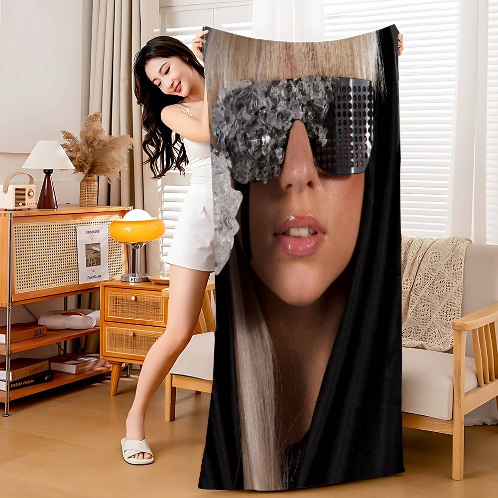 Singer L-Lady Gaga Mayhem Anime Beach Swimming Towel Soft Absorbent Washcloth Children's Gifts for Kids Travel Camping Gym