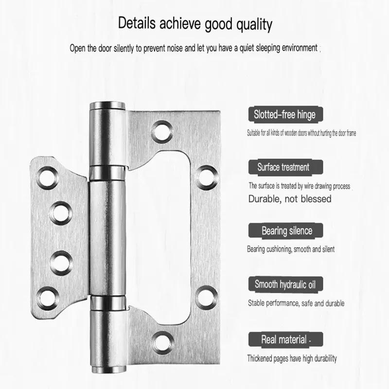 2 Stück 304D Edelstahl Türscharniere 4 Zoll Unsichtbar Leise Verdickt 2,5 Lager Hardware Scharnierzubehör für Türen Fenster