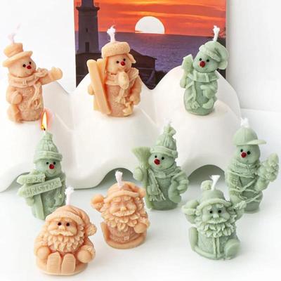 NEW Scarf Ski Snowman Silicone Candle Mold 3D Santa Claus Plaster Soap Making Christmas Party Cake Decor Ornament Gifts 1pcs