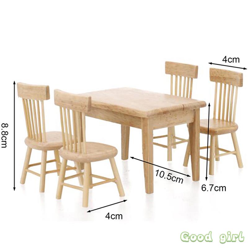 1:12 Dollhouse Miniature Wooden Dining Table Chair Set Simulation Furniture Model Toy For Dollhouse Restaurant Decor 7 Styles