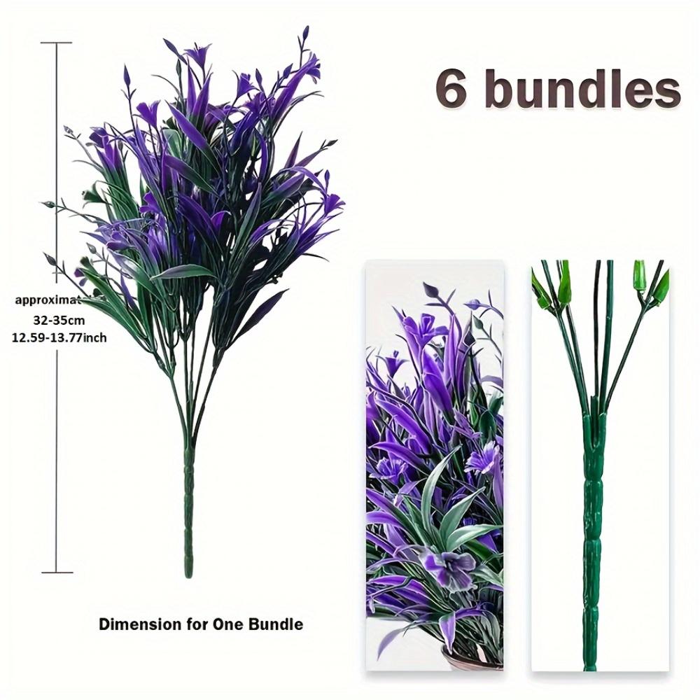 6pcs Artificial Flower Bundles - Lifelike Faux Greenery for Indoor & Outdoor Decoration - Ideal for Hanging Window Boxes, Garden, and Wedding Accents