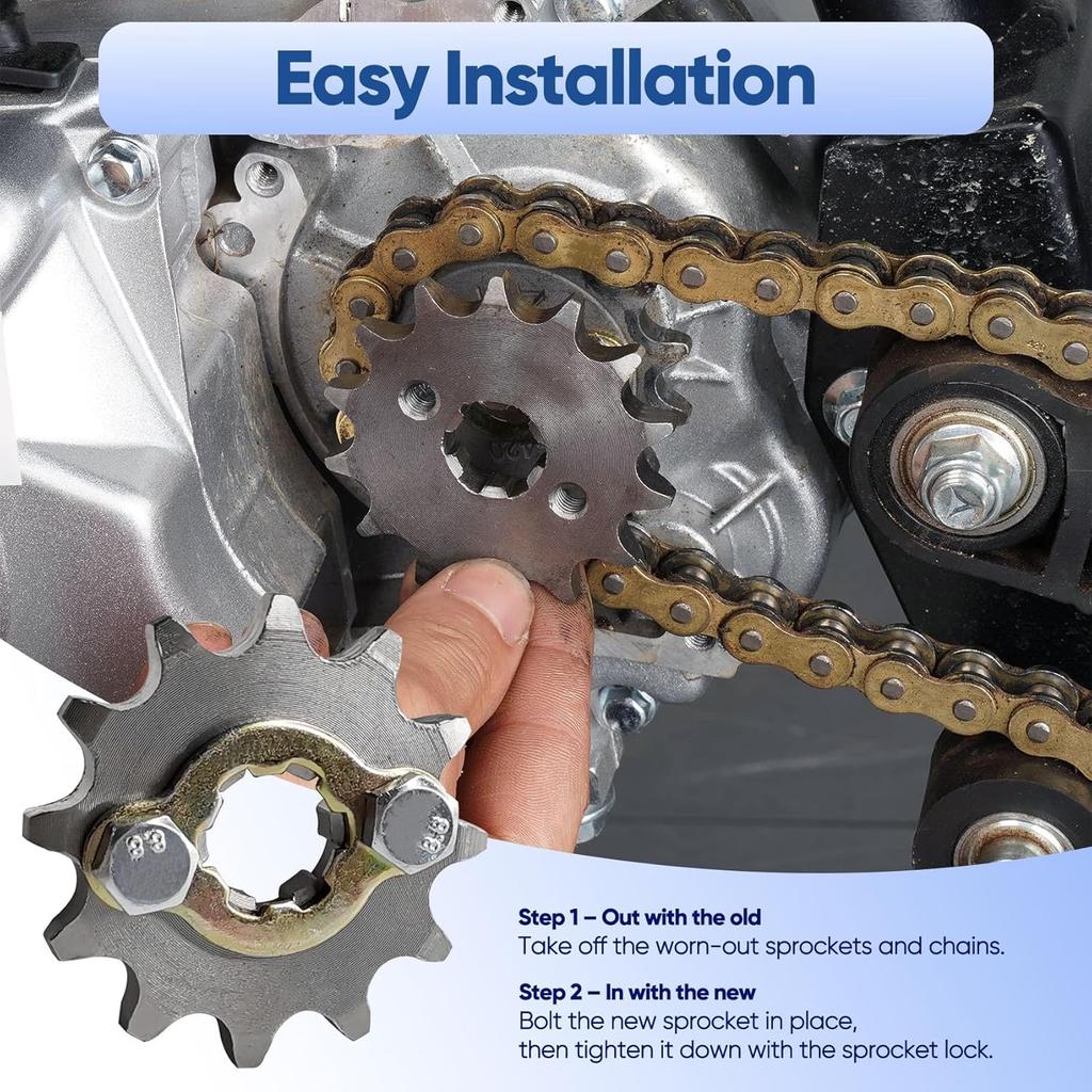 420 12T 17mm Motorcycle Front Engine Sprocket Compatible with 50cc 70cc 90cc 110cc 125cc 140cc 160cc Engine Honda TaoTao Loncin Roketa Coolster Sunl