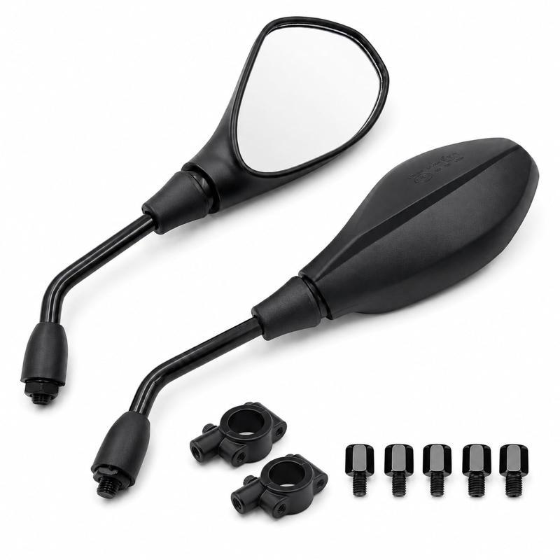 DEMIMOTO Bike Mirror: 10MM/8MM Right Thread Reverse Thread Adapter Mirror Holder Included Universal Handlebar Mirror Convex Mirror Classic Design