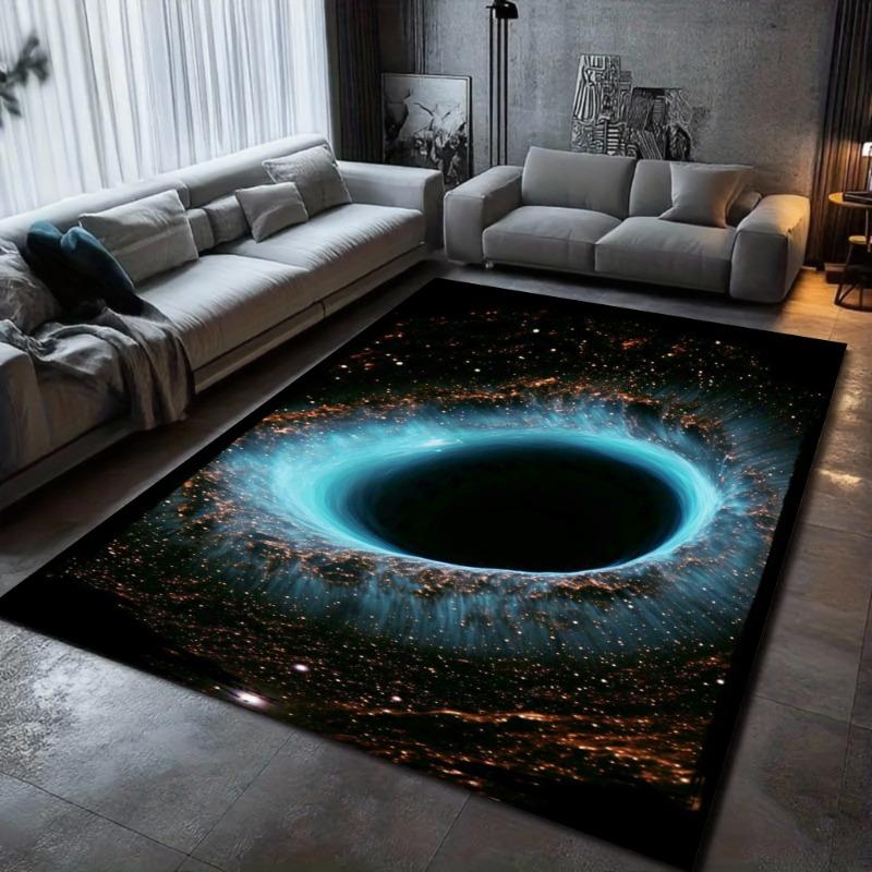 3D Visual Illusion Black Hole Galaxy Area Rug Space Universe Home Decor Carpet Soft Non-slip Floor Mat for Living Room Bedroom