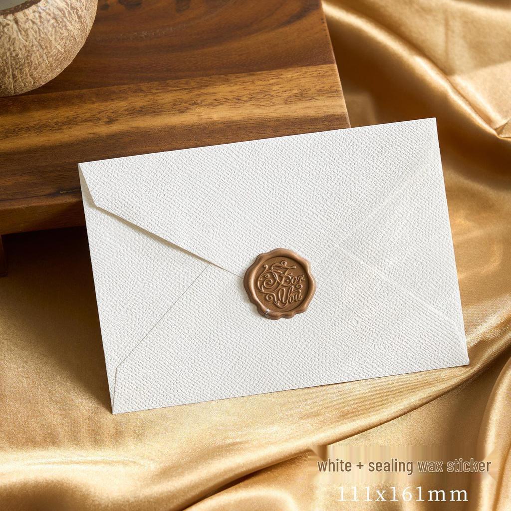 Chinese Retro Style Woven Pattern Envelope & Letter Set with Kraft Paper & Sealing Wax